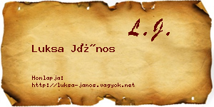 Luksa János névjegykártya